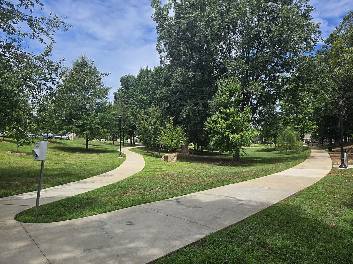 a shaded walking path through Independence Park