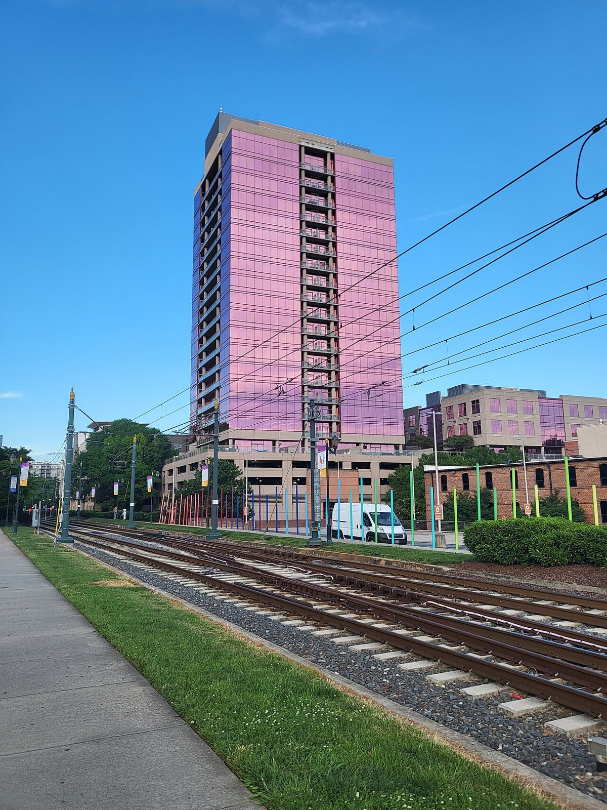 cyclists and pedestrians on the Charlotte Rail Trail through South End