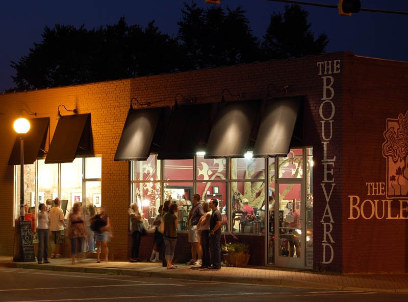 an art gallery storefront in the NoDa arts district